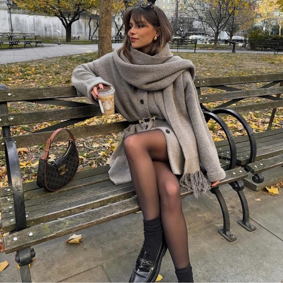 NWT Zara Short Knit Coat With Scarf - Picture 14 of 16